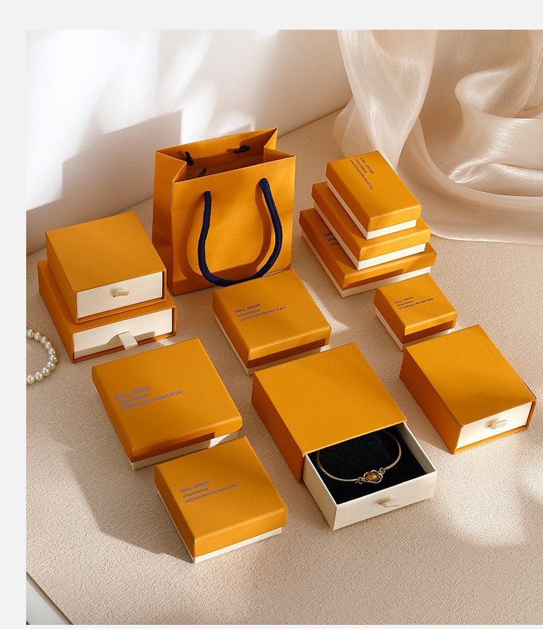 Orange beige color new fashion jewellery box with paper bag EC349