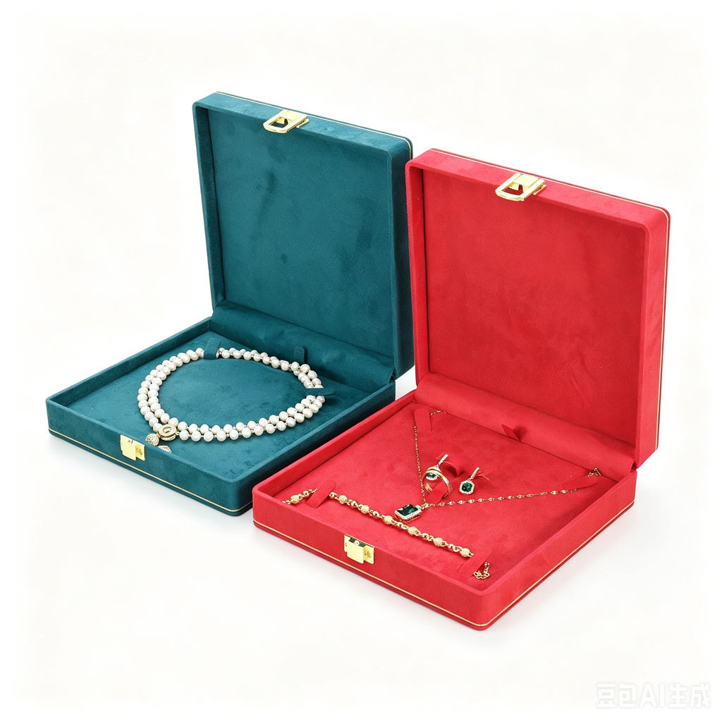 New designed soft suede jewellery set boxes 4 colors BN322