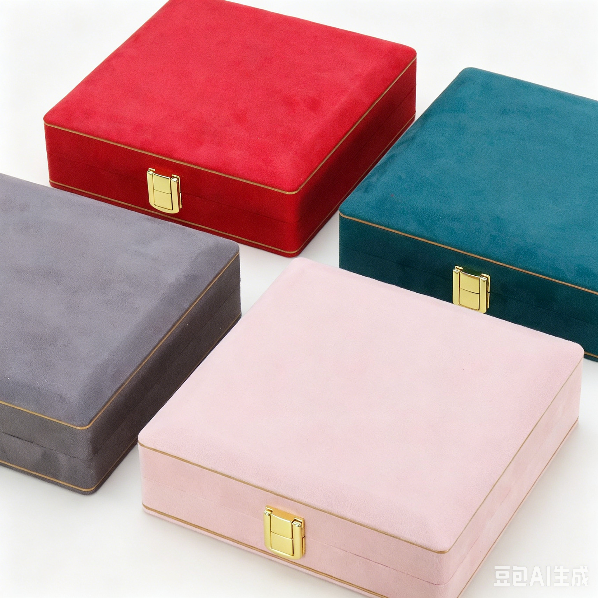New designed soft suede jewellery set boxes 4 colors BN322