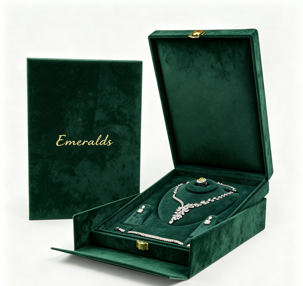 Customizable color high end necklace set box with outer package BN905
