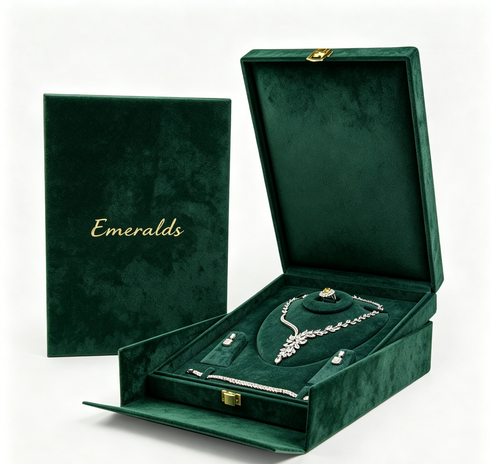 Customizable color high end necklace set box with outer package BN905