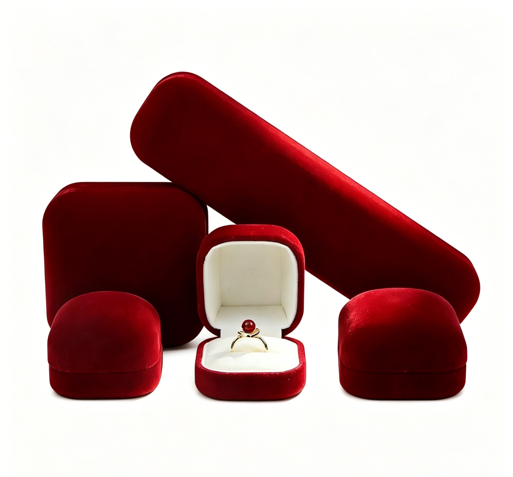 Round shape plush velvet ring box 4 colors BV647