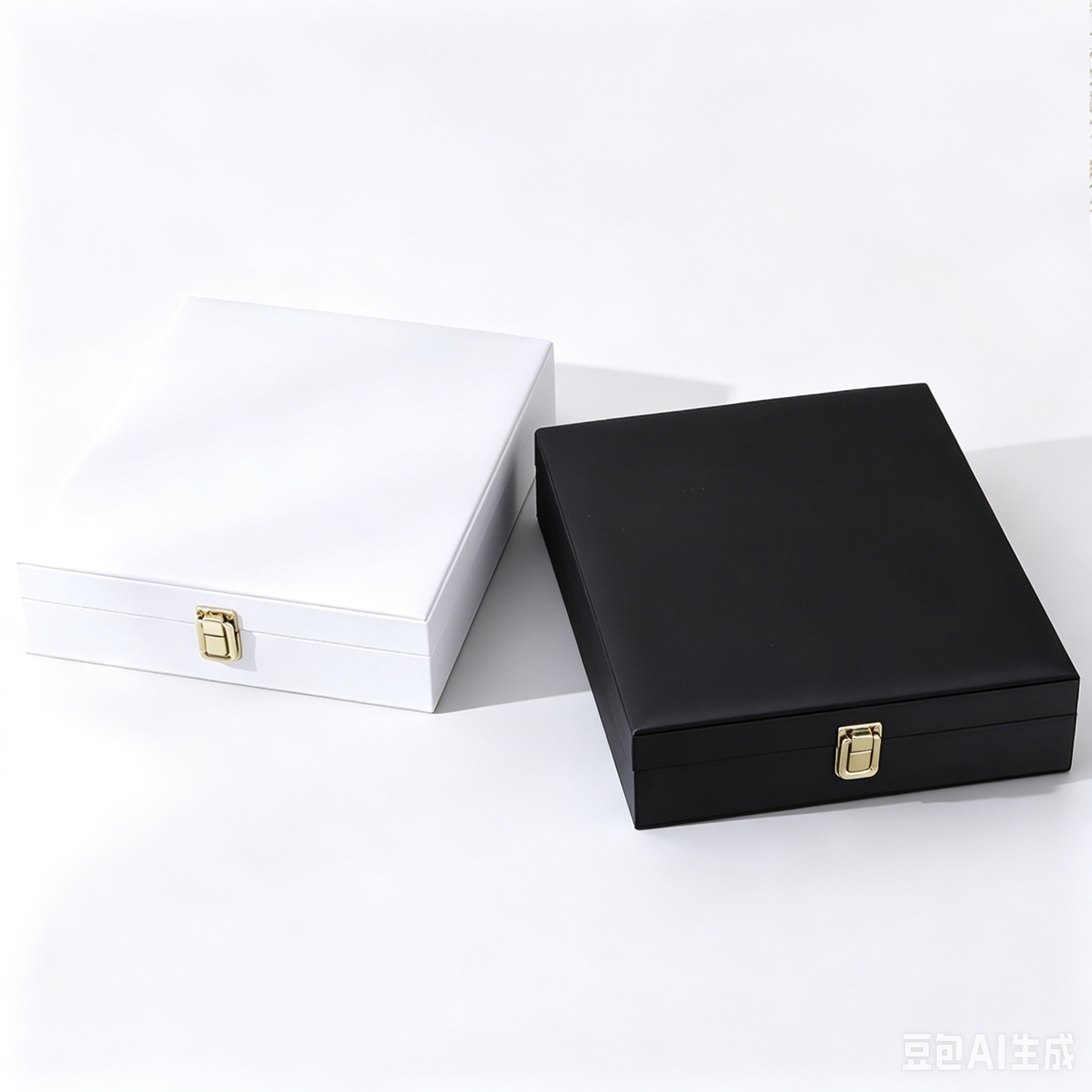 Black&white color leather, big necklace ring earrings bracelet set box