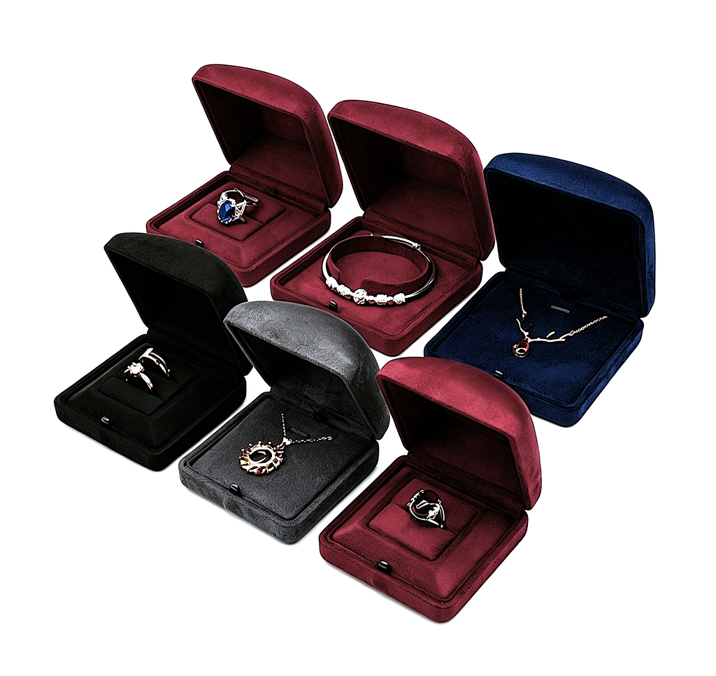 Luxury suede ring box with button lock 4 colors BS745