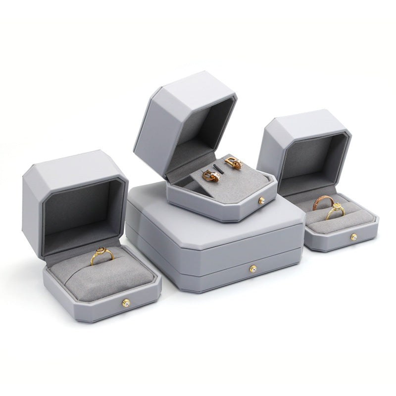 High end pu leather ring box with gold dot BL455