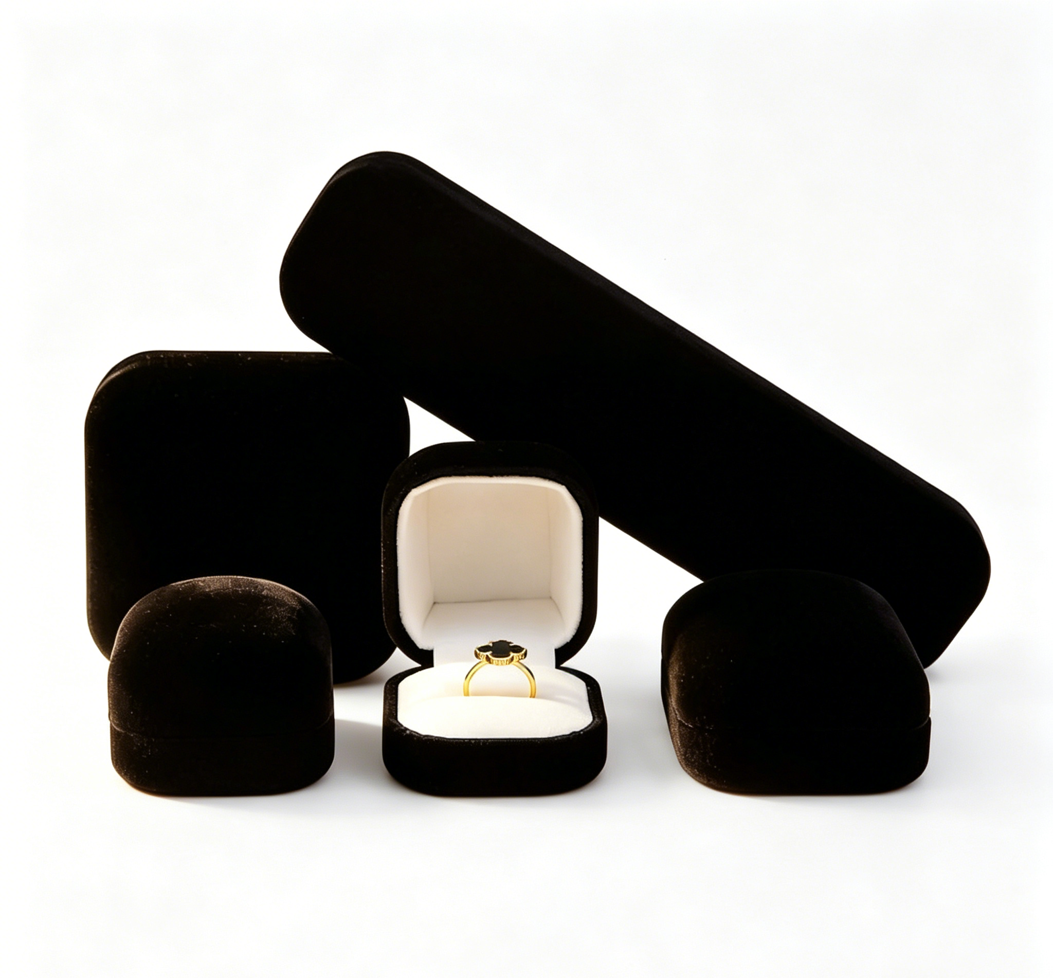 Round shape plush velvet ring box 4 colors BV647