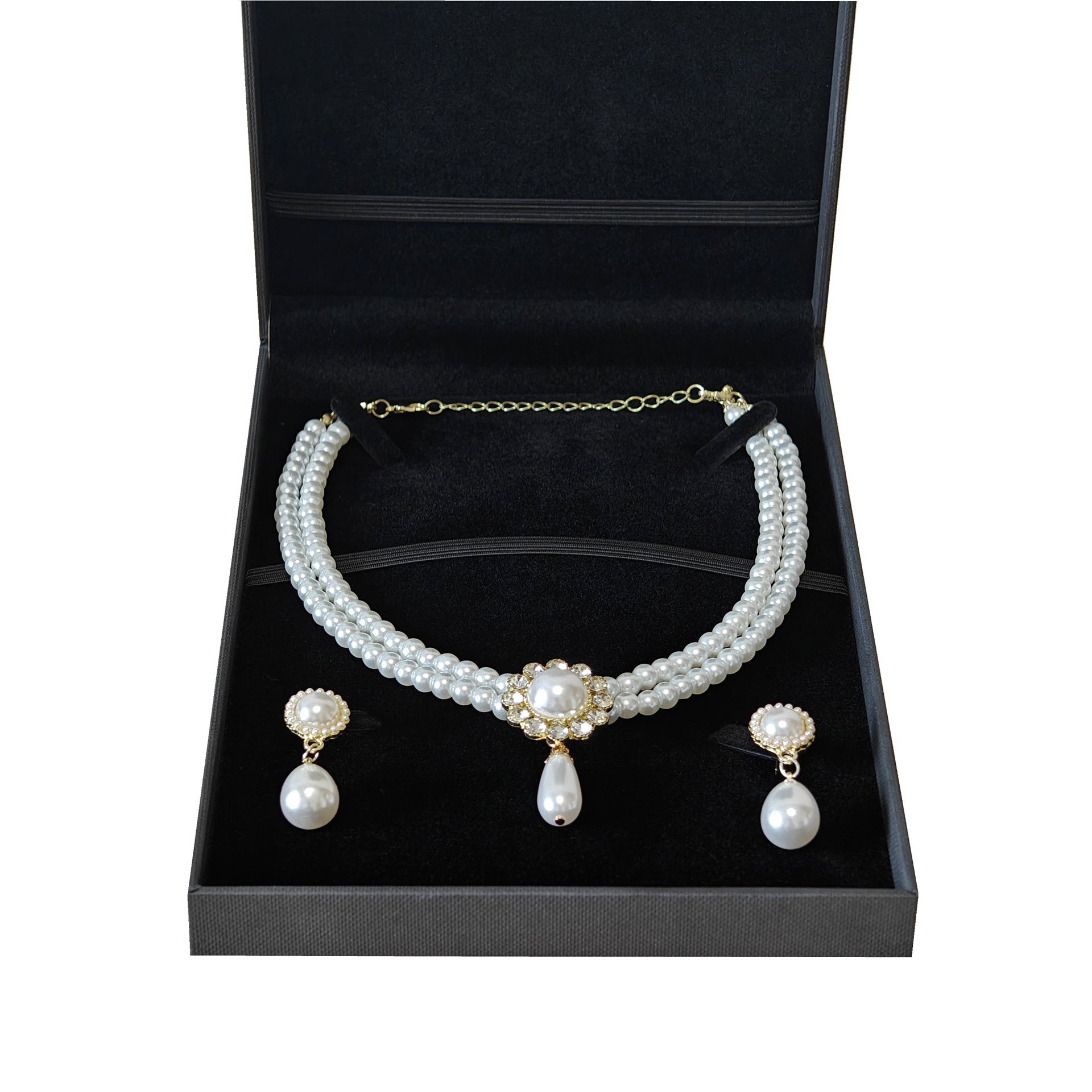 Black color minimalist style middle size necklace box BN754