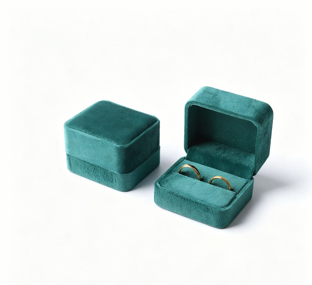 Teal color flannel fine quality ring box BV345
