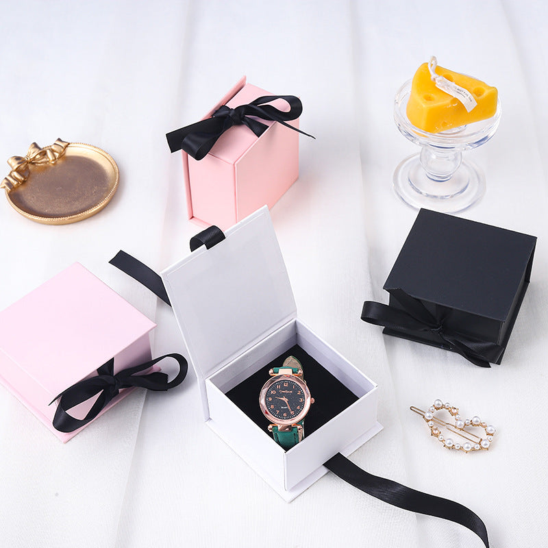 Ribbon customizable paper box for jewelry EC459