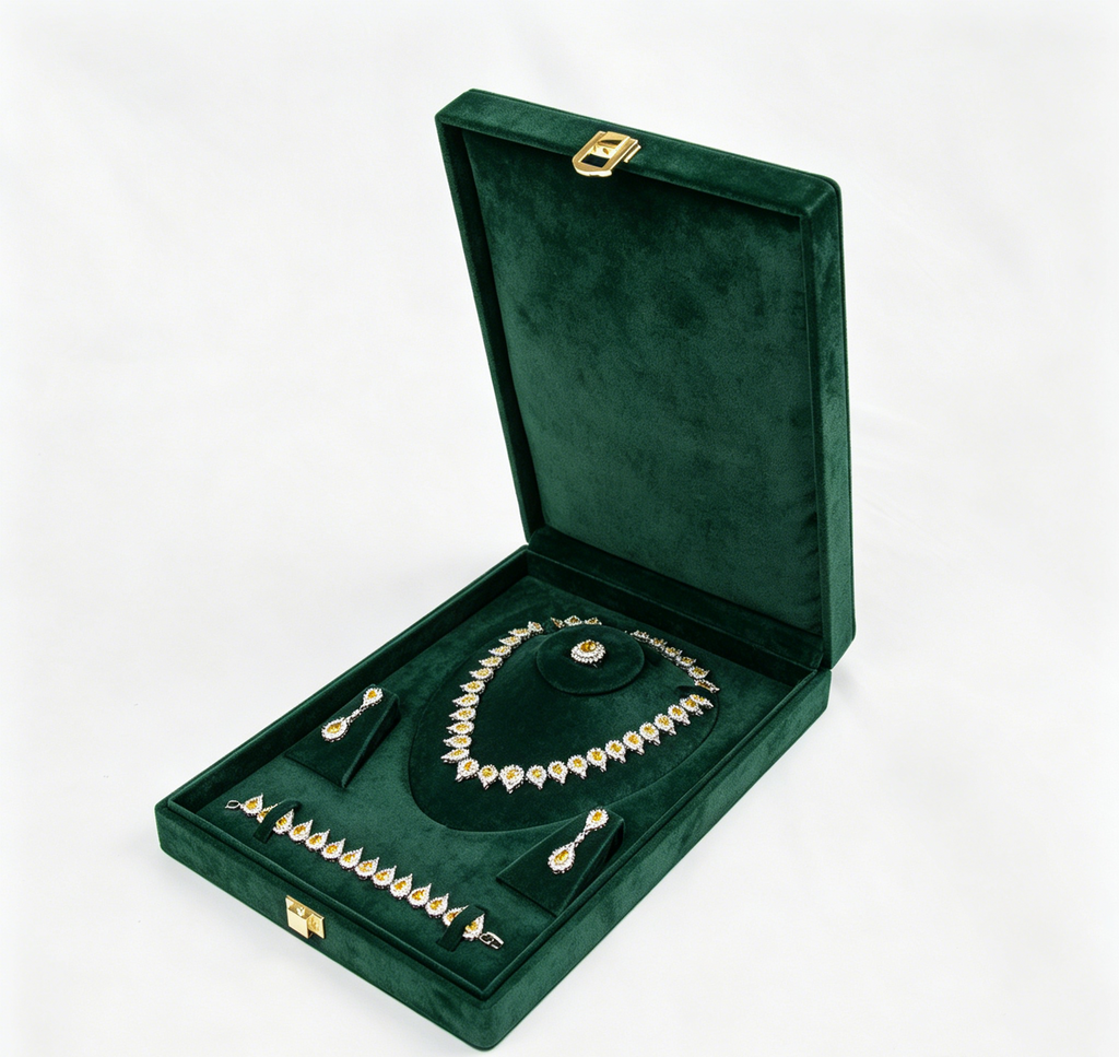 Customizable color high end necklace set box with outer package BN905