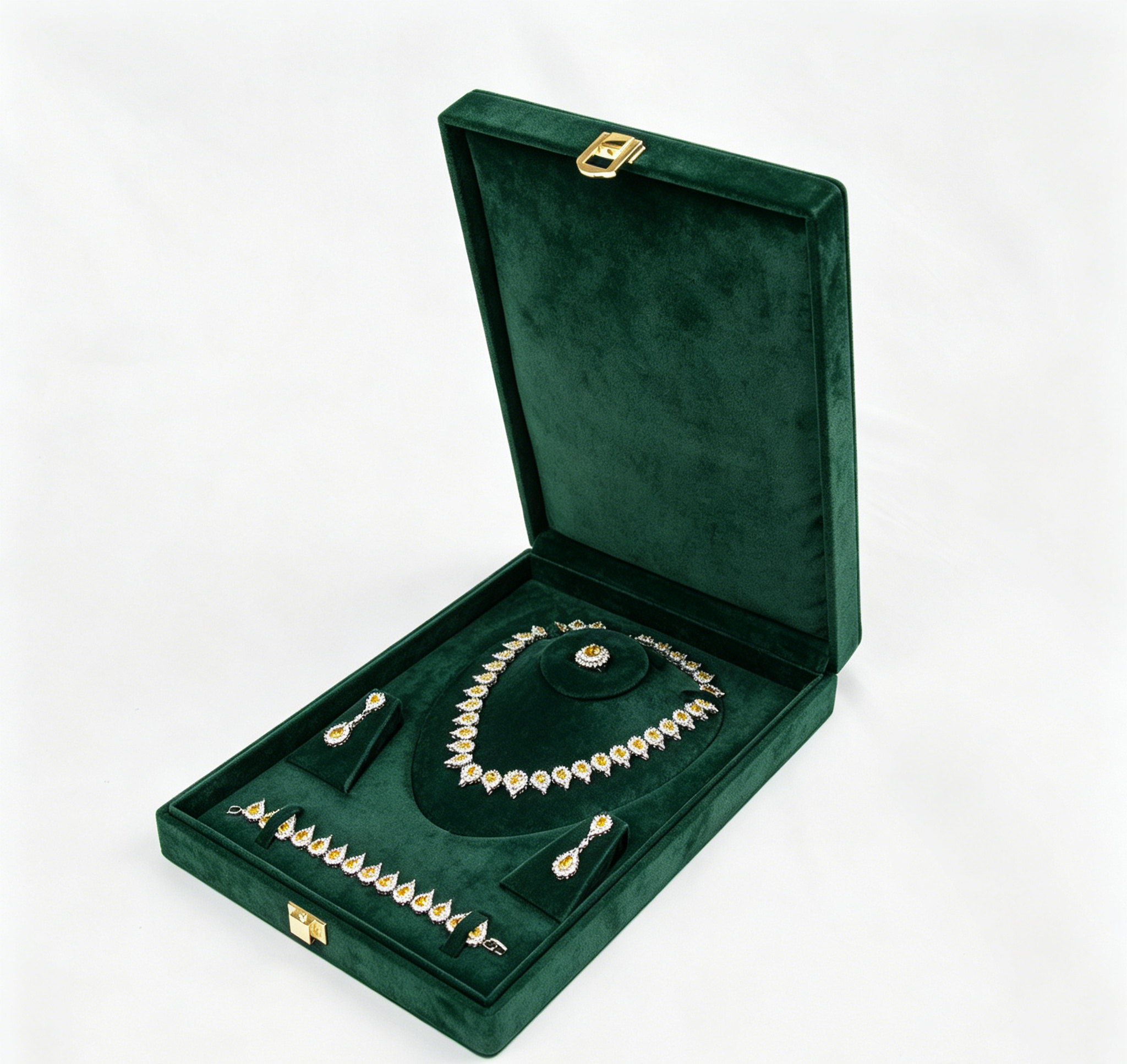 Customizable color high end necklace set box with outer package BN905