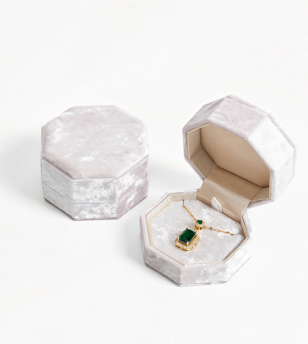 European-style octagonal velvet jewelry box BV759