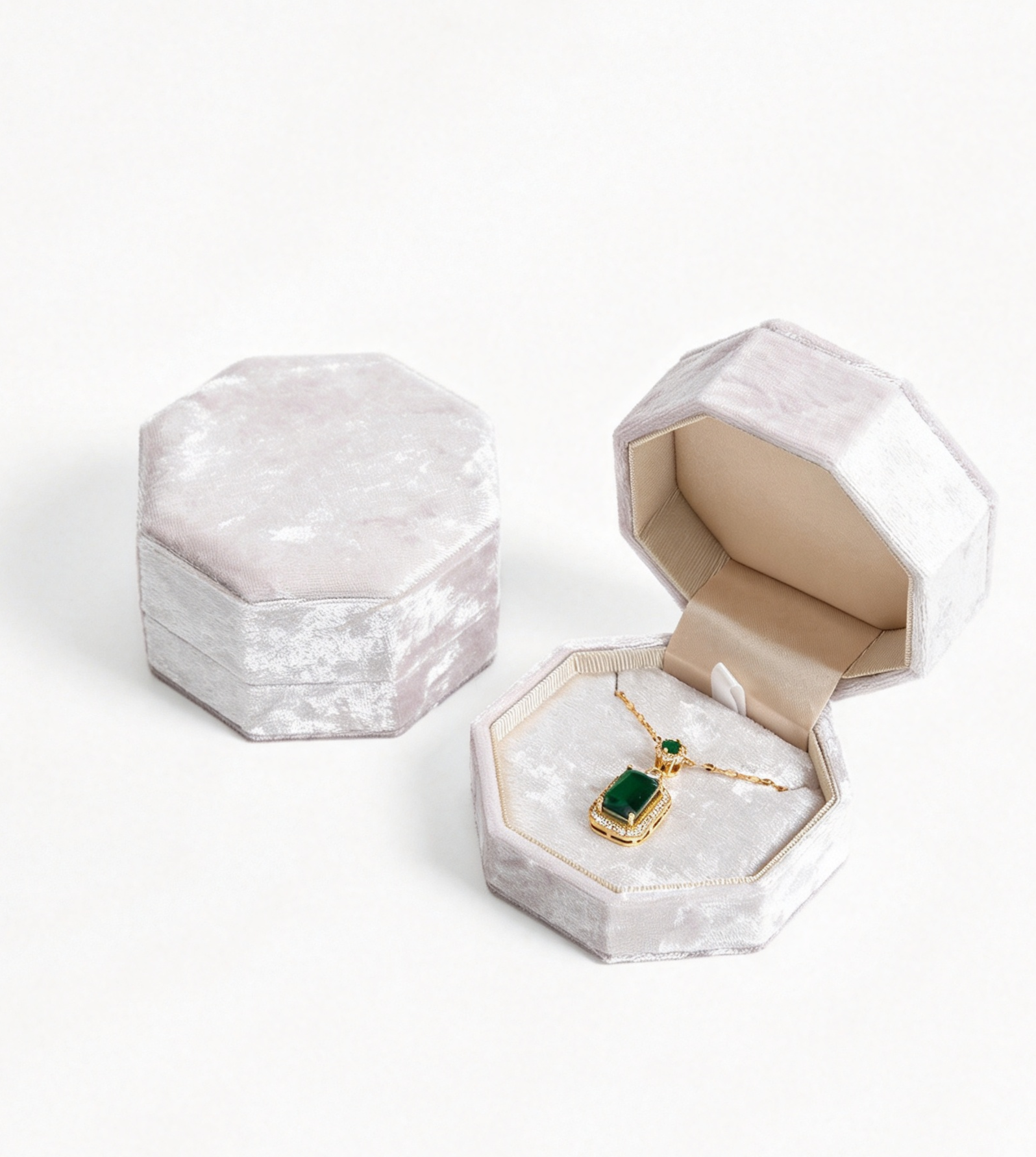 European-style octagonal velvet jewelry box BV759