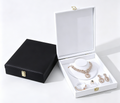 Black&white color leather, big necklace ring earrings bracelet set box