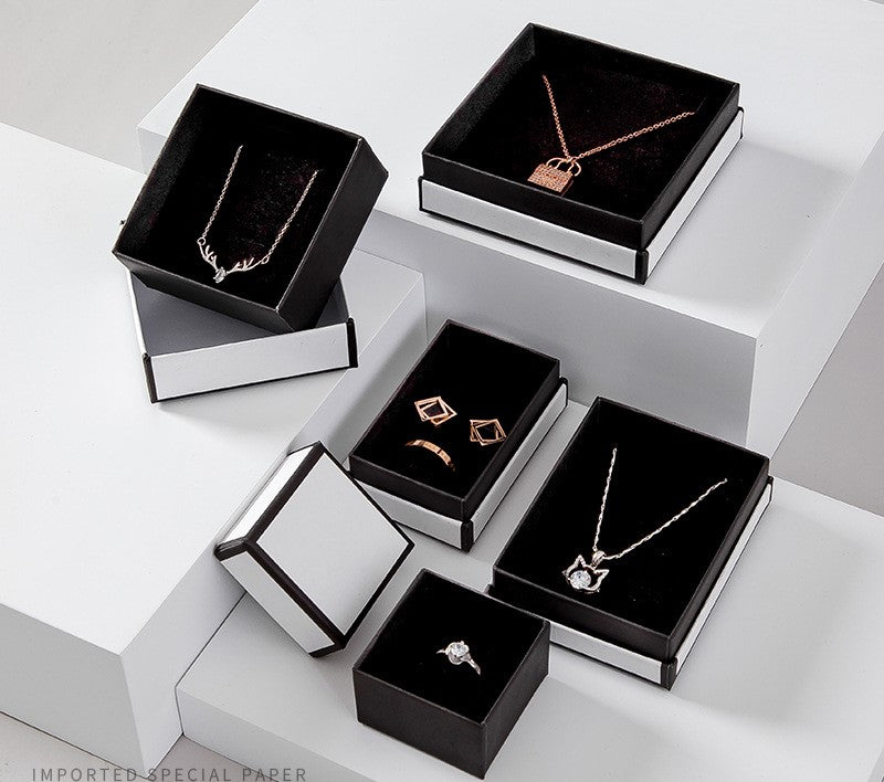 White black color simple style luxury look paper box with shopping bag EC347