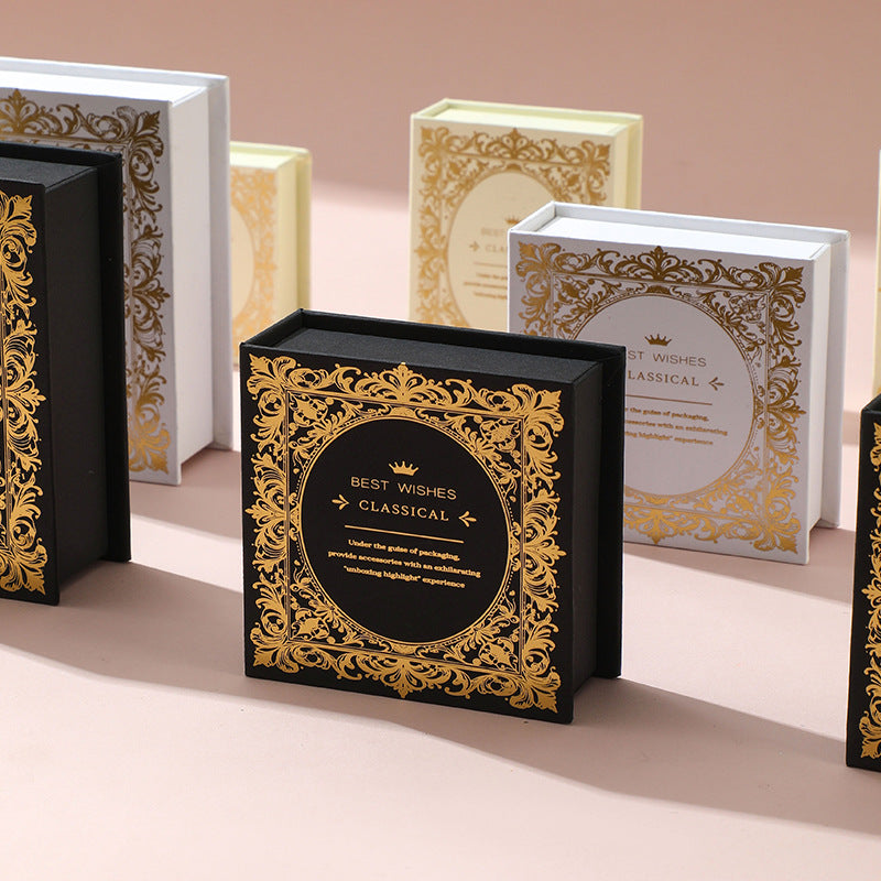 Book shape hot selling paper box gold foiled pattern EC458