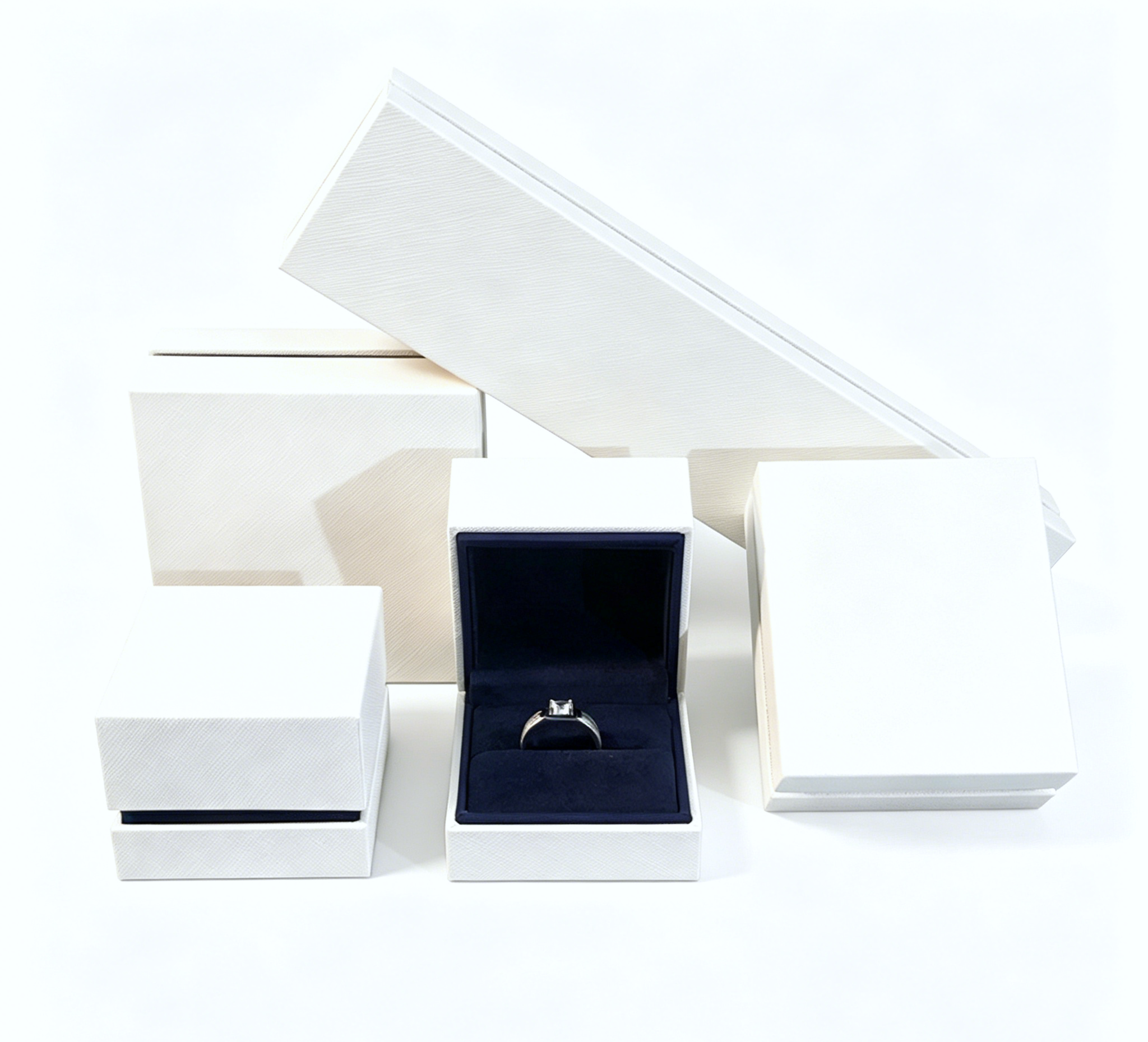 Double layered design cross-patterned exquisite ring box BL093