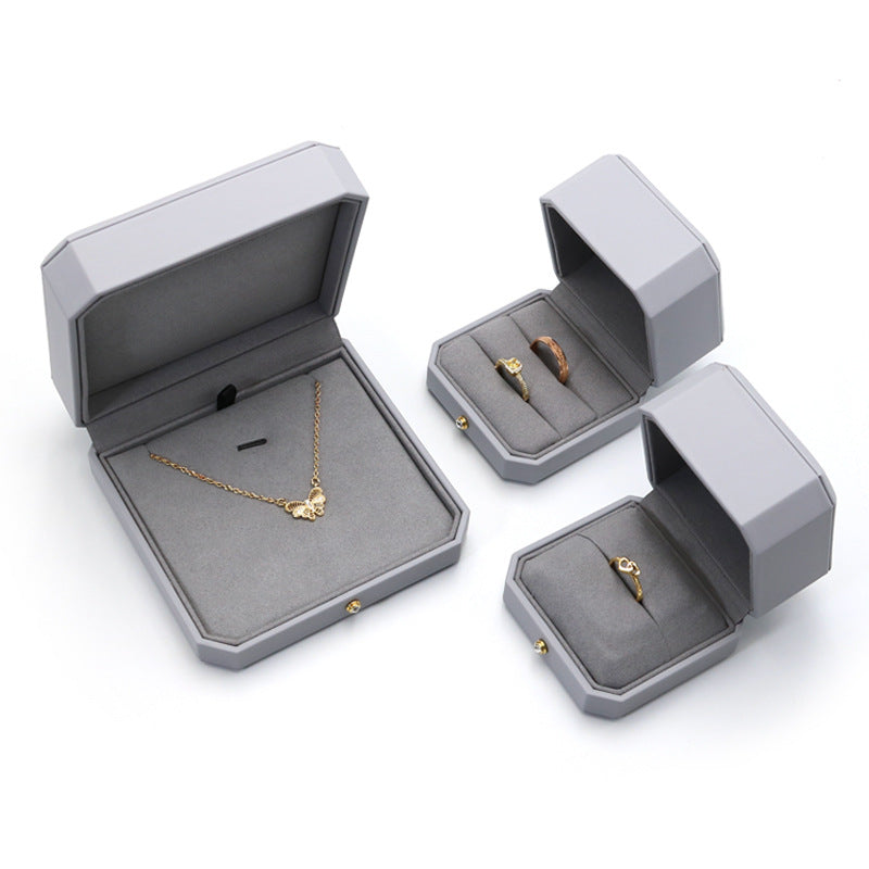 High end pu leather ring box with gold dot BL455