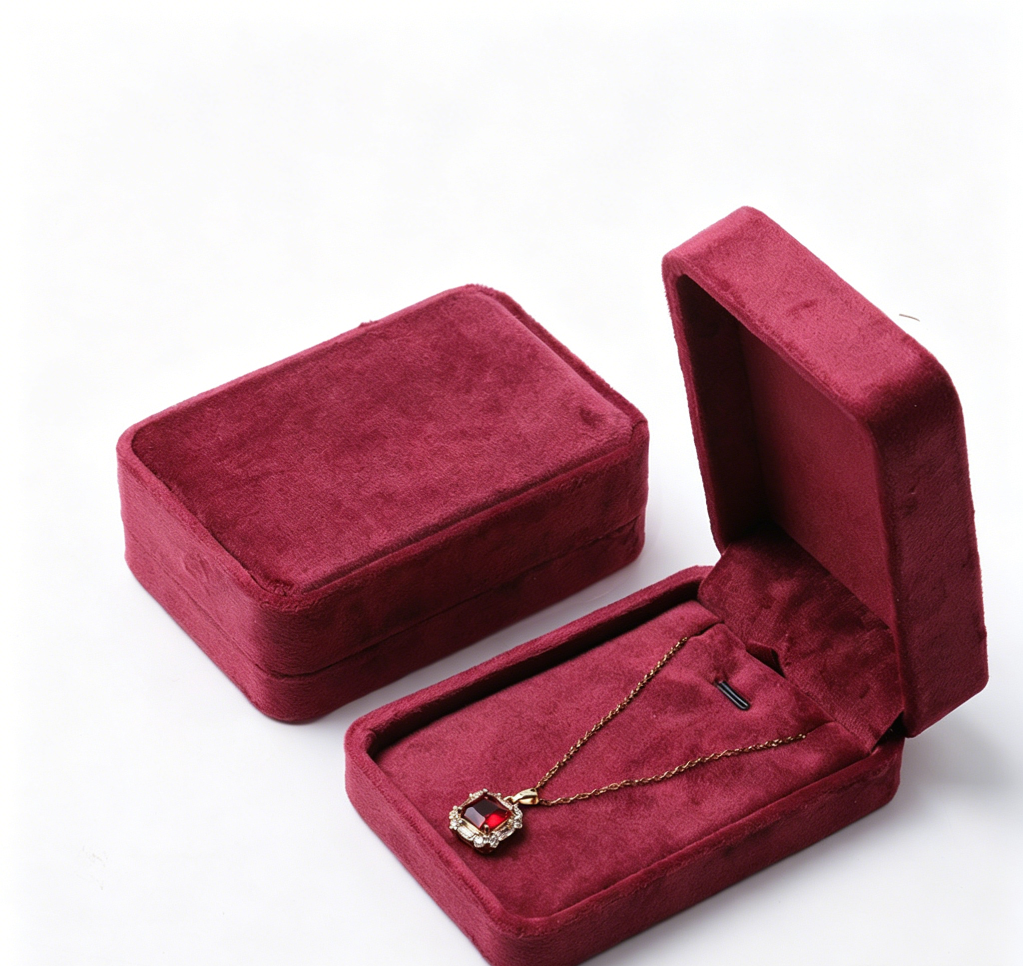 Dark wine velvet gold silver jewellery ring box 5 colors BV344