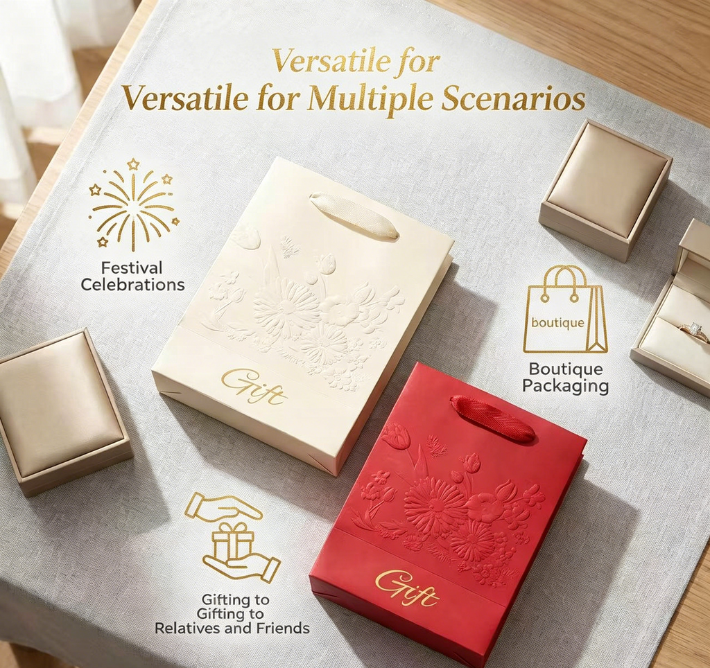 Luxury style debossed 3D pattern gift bag SP767