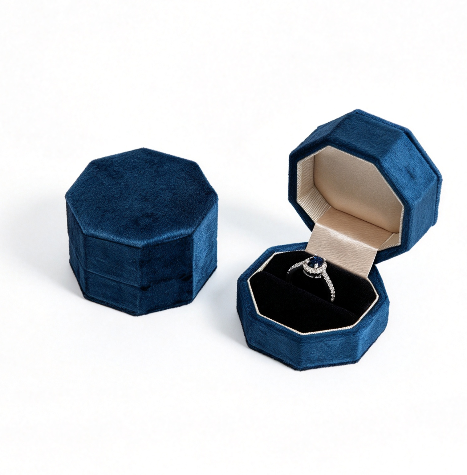 European-style octagonal velvet jewelry box BV759