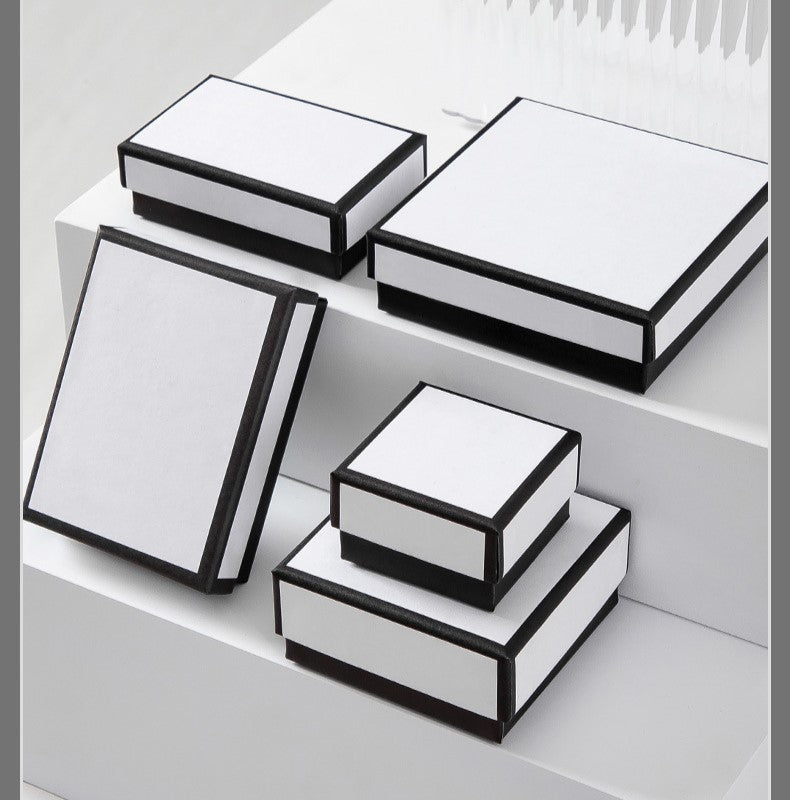 White black color simple style luxury look paper box with shopping bag EC347