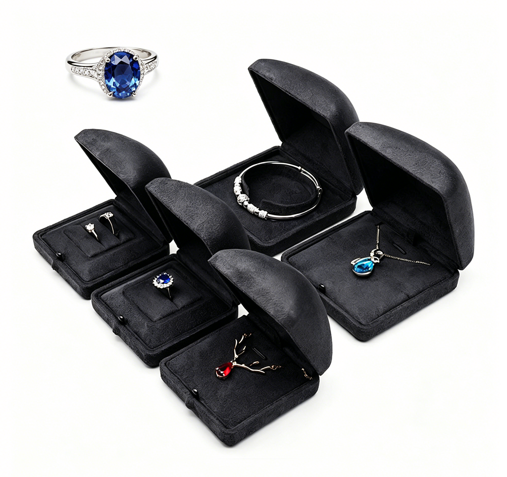 Luxury suede ring box with button lock 4 colors BS745