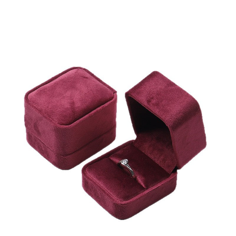 Dark wine velvet gold silver jewellery ring box 5 colors BV344