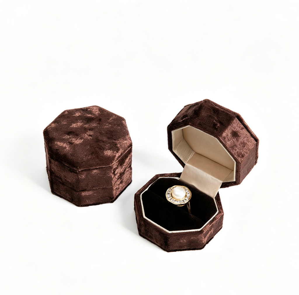 European-style octagonal velvet jewelry box BV759