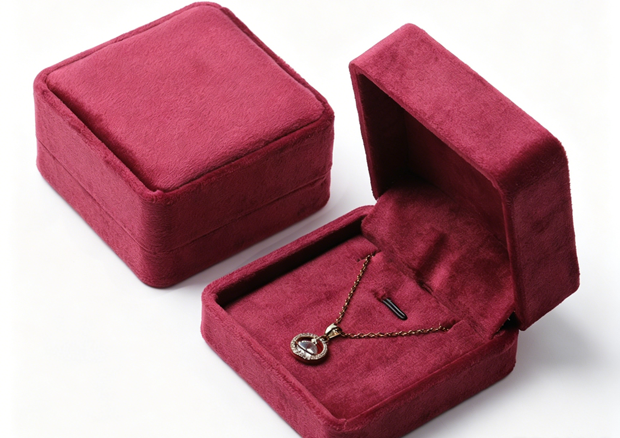Dark wine velvet gold silver jewellery ring box 5 colors BV344