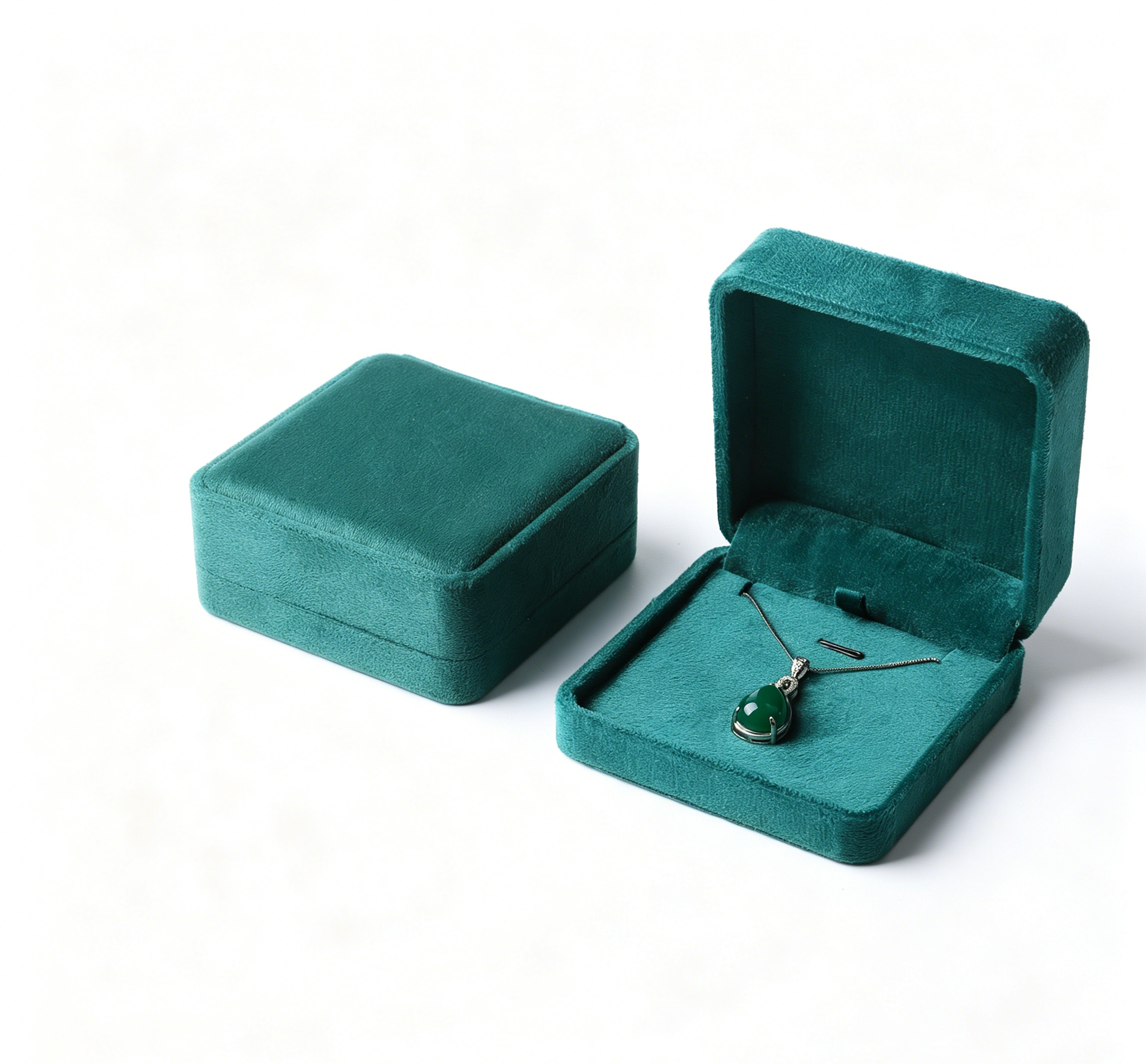 Teal color flannel fine quality ring box BV345