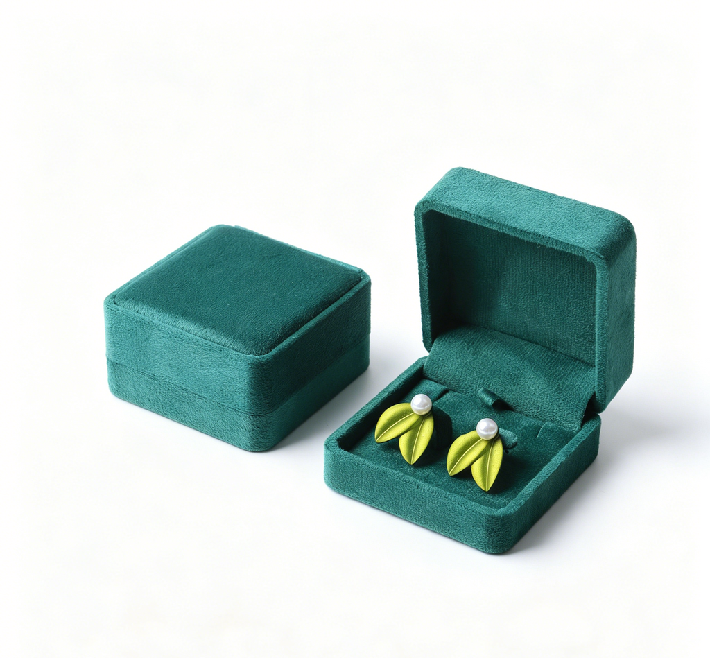 Teal color flannel fine quality ring box BV345
