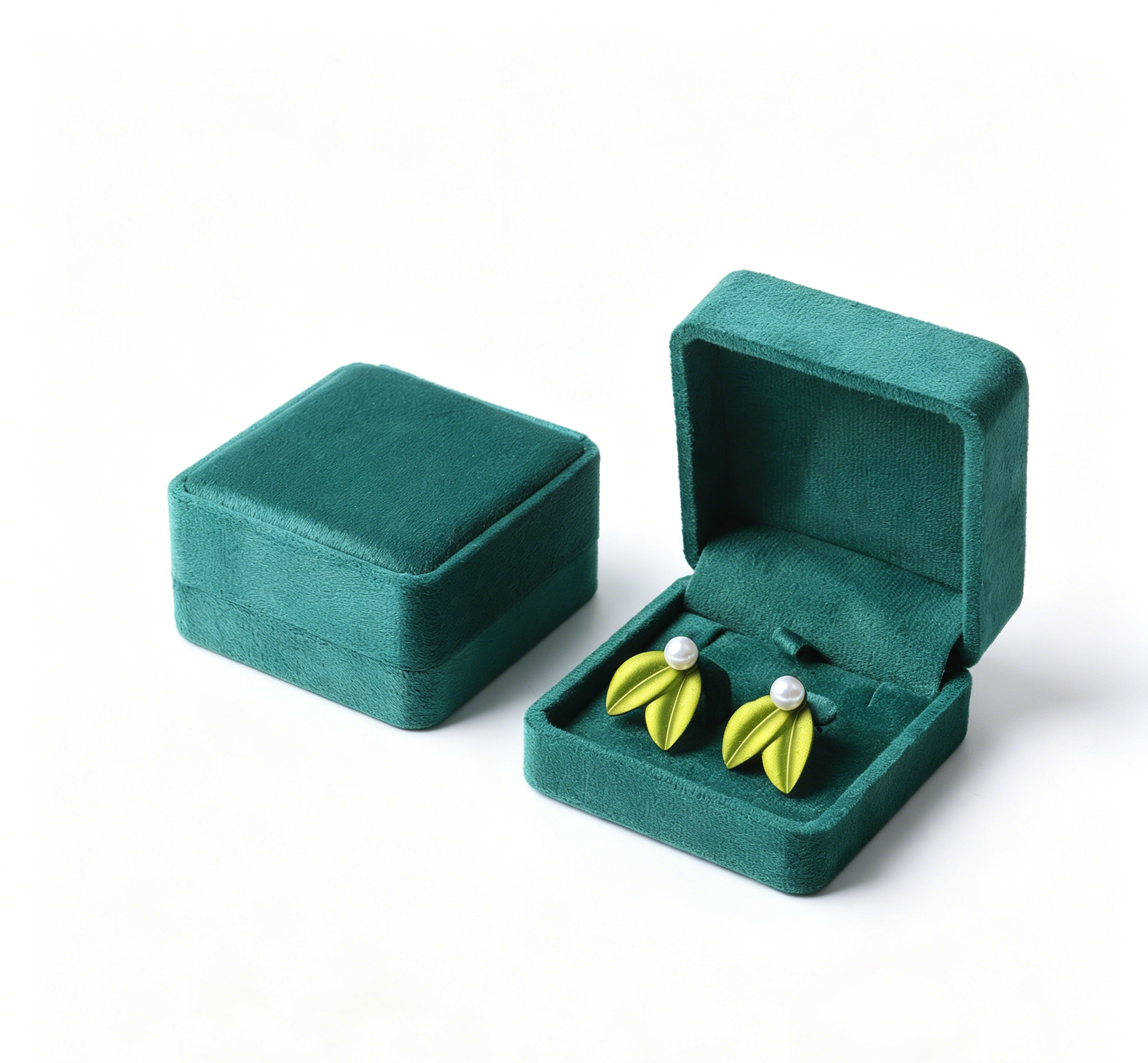 Teal color flannel fine quality ring box BV345