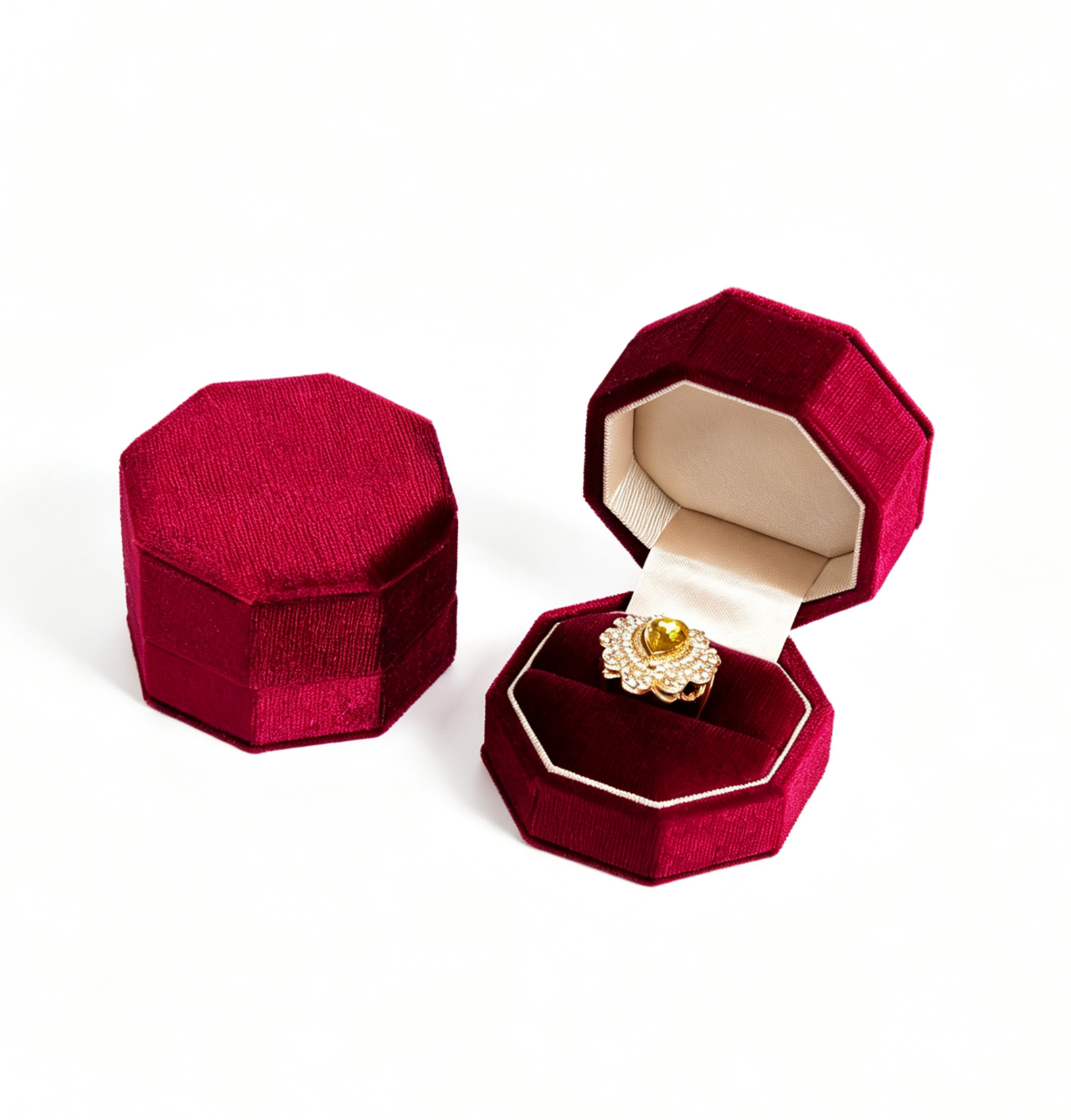 European-style octagonal velvet jewelry box BV759
