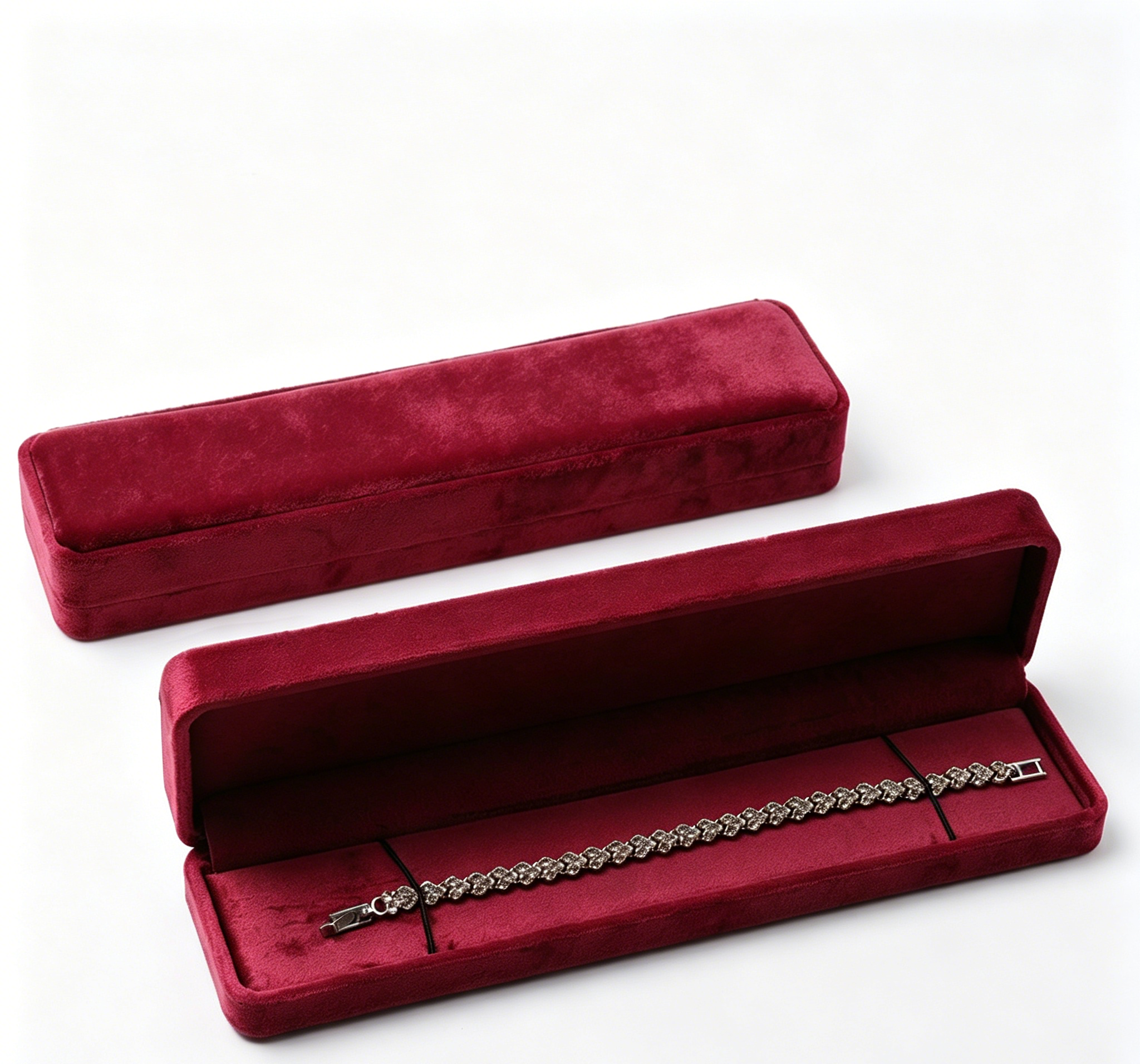Dark wine velvet gold silver jewellery ring box 5 colors BV344