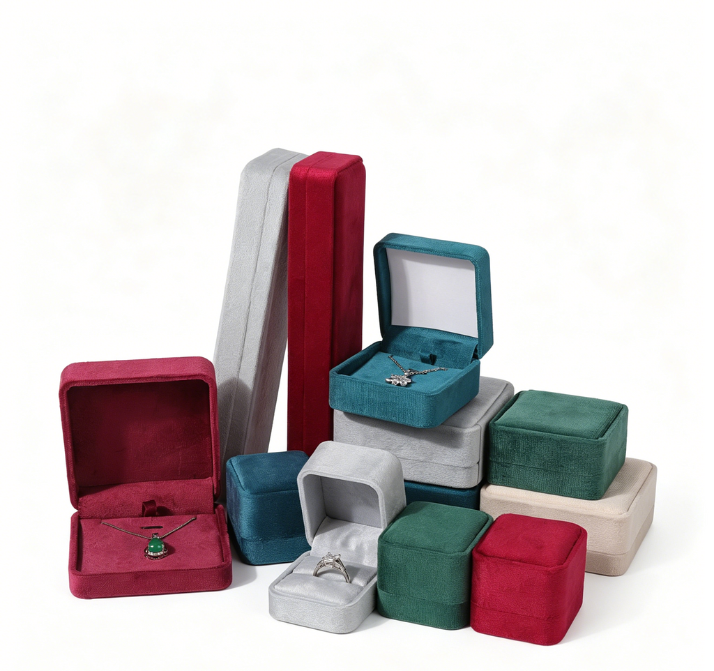 Teal color flannel fine quality ring box BV345