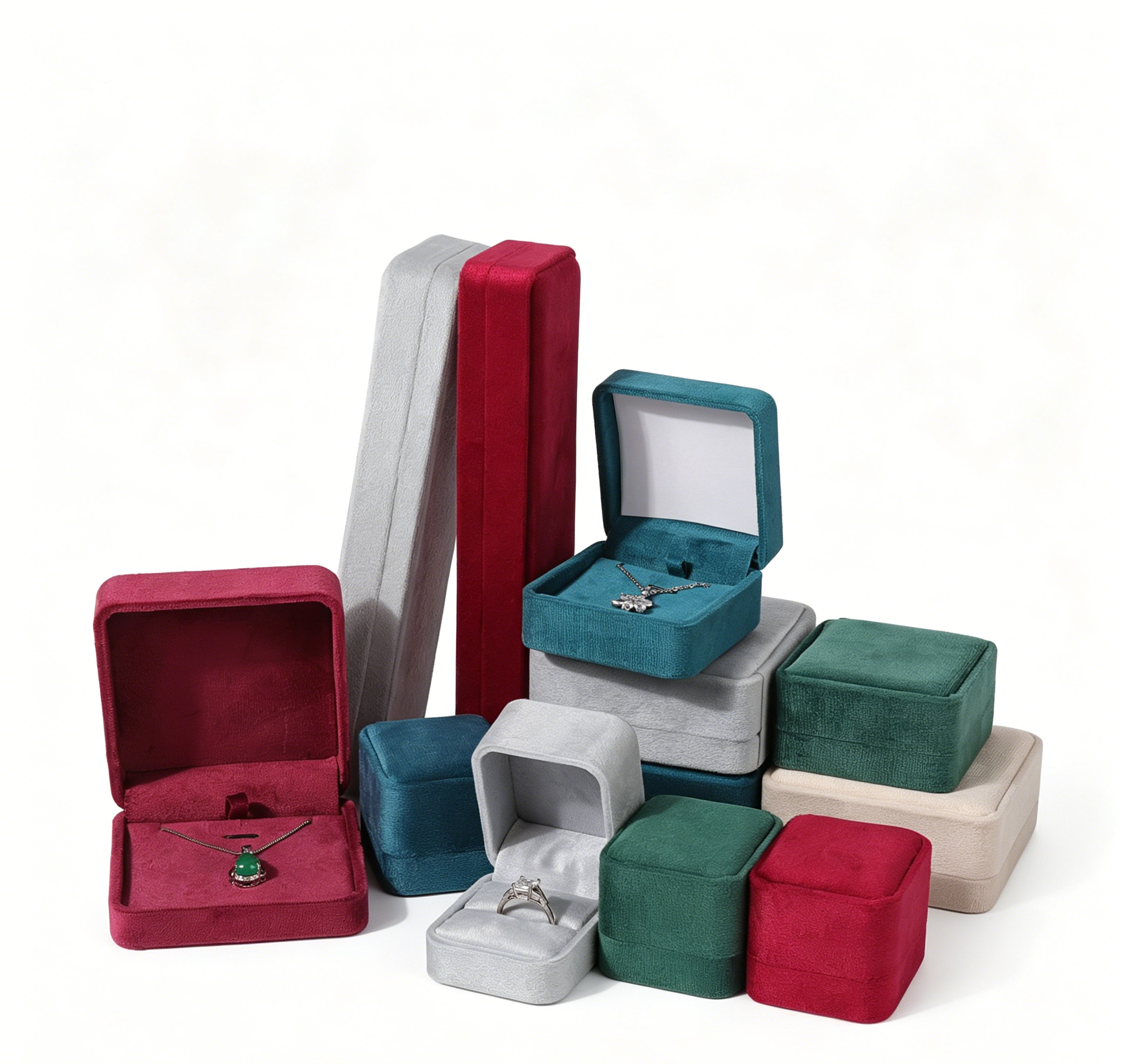 Teal color flannel fine quality ring box BV345