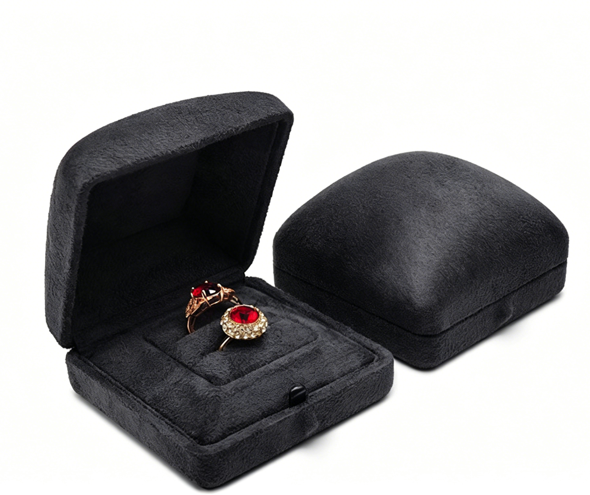 Luxury suede ring box with button lock 4 colors BS745