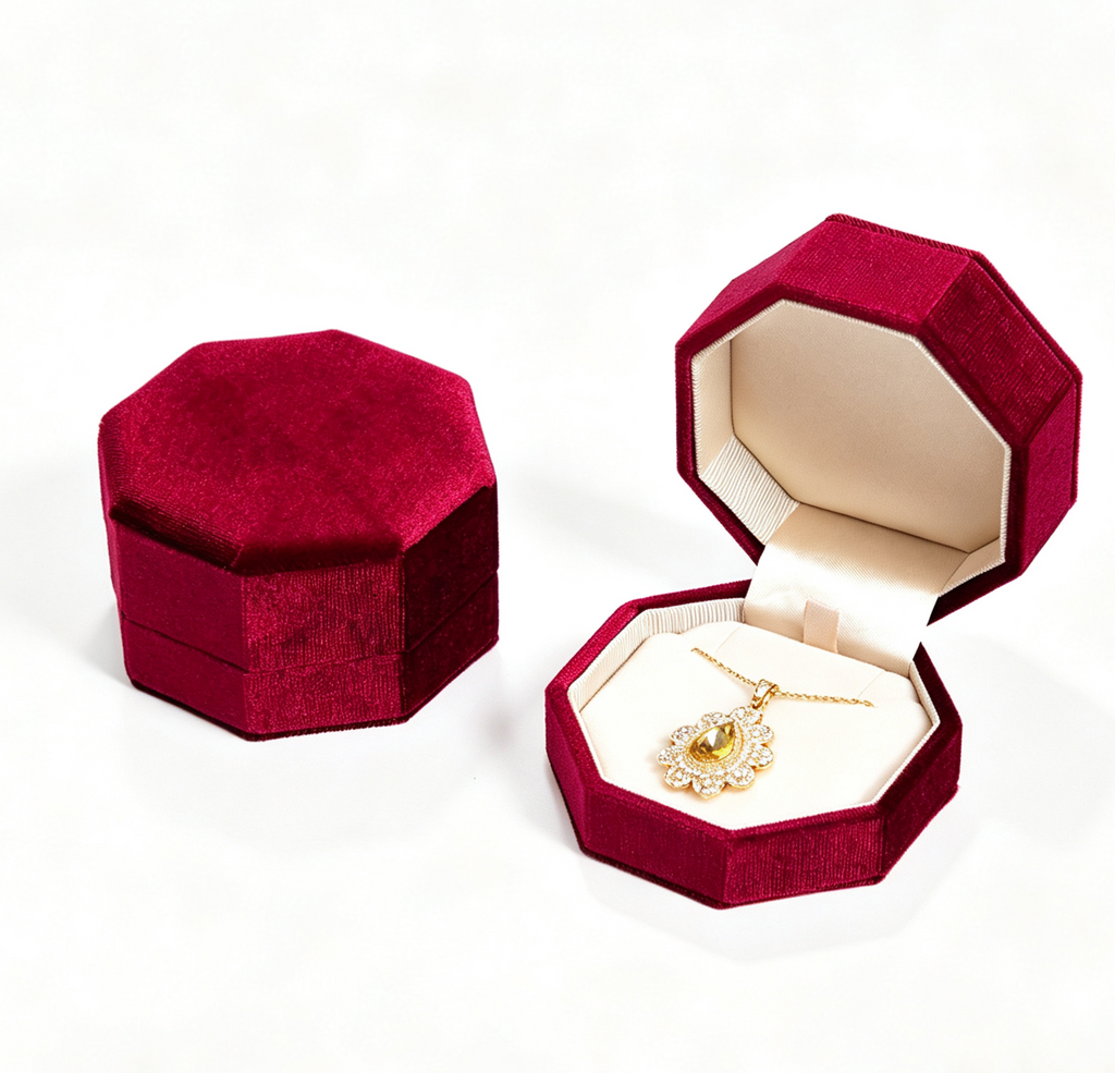 European-style octagonal velvet jewelry box BV759