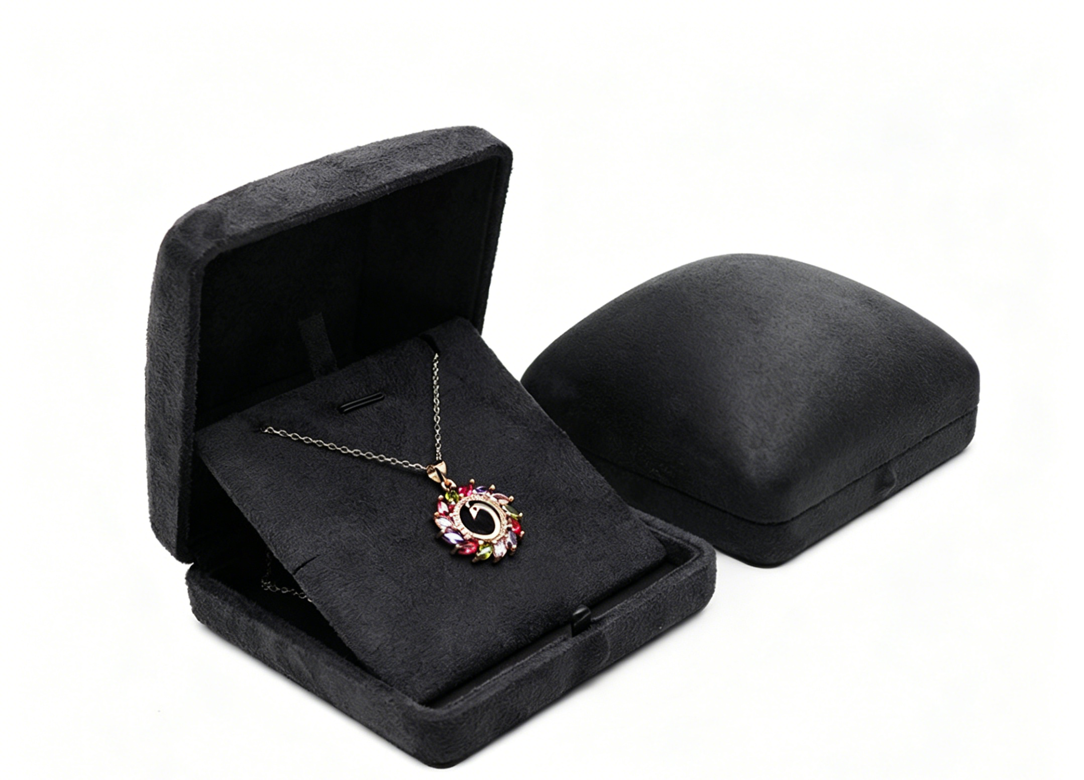 Luxury suede ring box with button lock 4 colors BS745