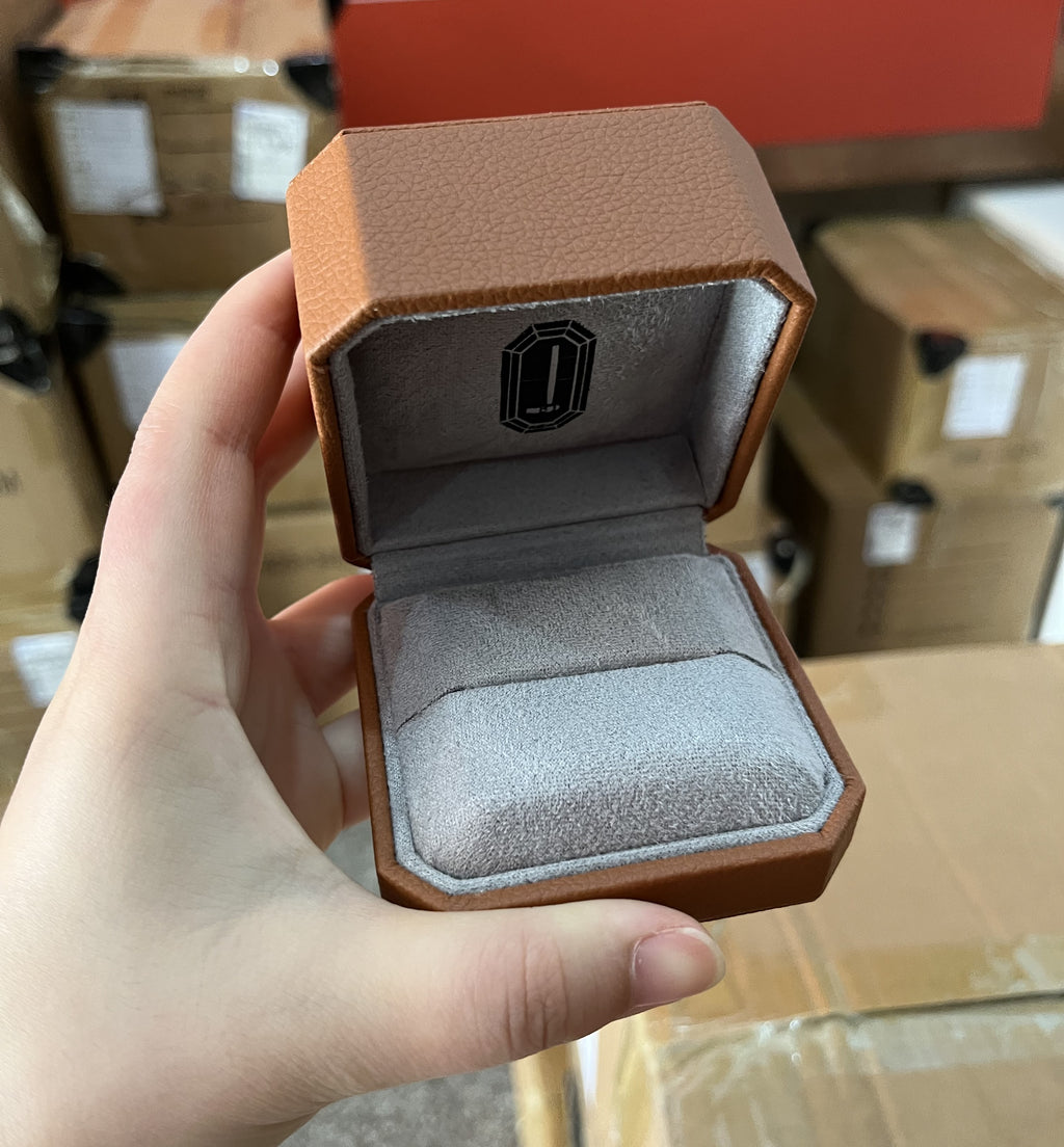 Octagonal PU leather black ring box 3 colors BL975
