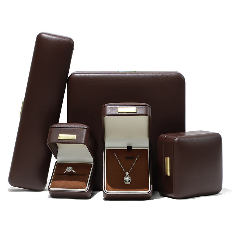 Arched style Pu leather ring box with gold plate 3 colors BL087