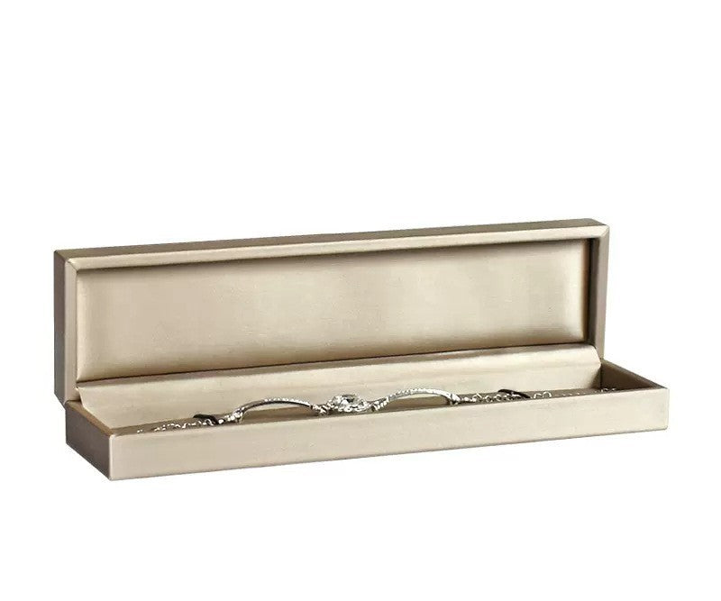 Classic silk champagne color leather ring box BL031