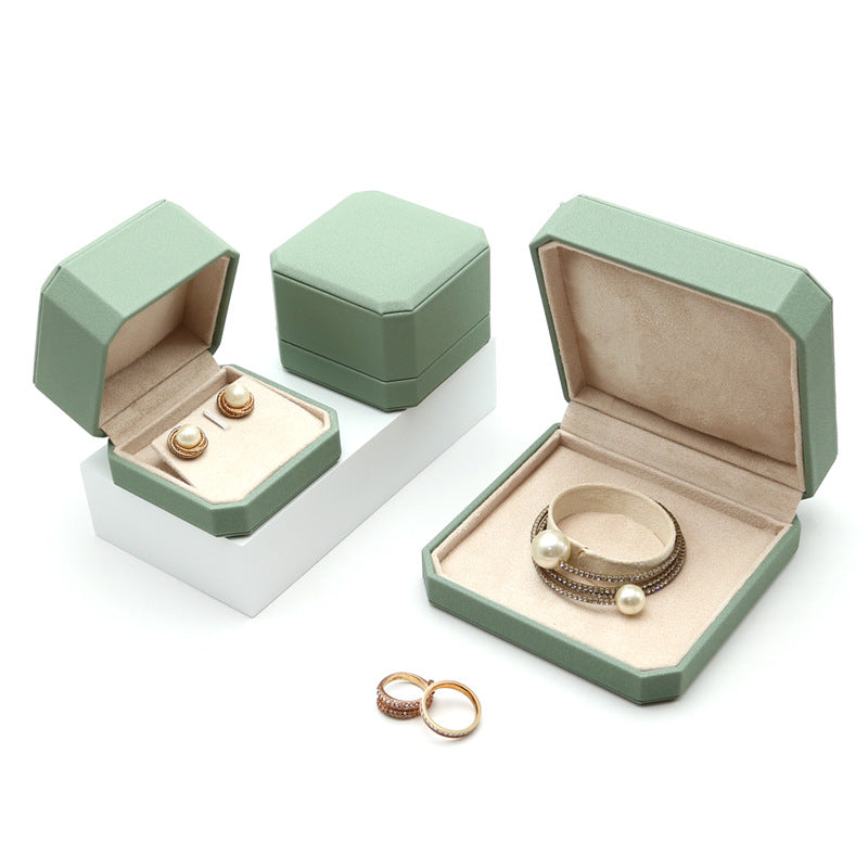 Octagonal PU leather black ring box 3 colors BL975