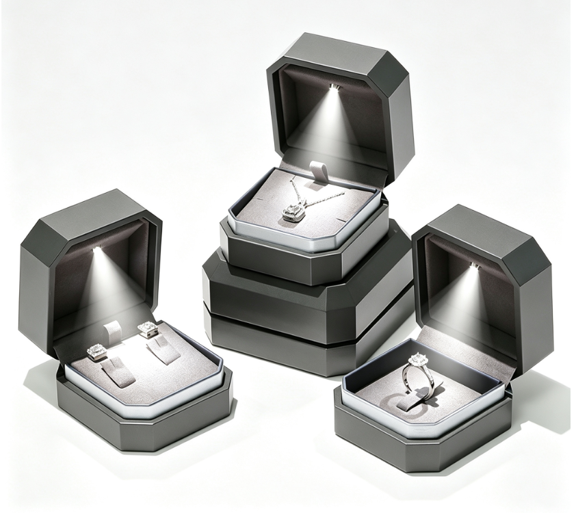 Exquisite design luxury jewellery packaging ring box with LED light L342