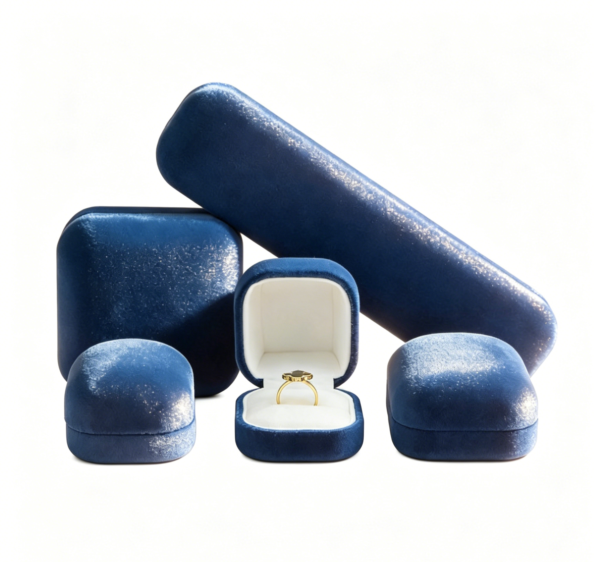 Round shape plush velvet ring box 4 colors BV647