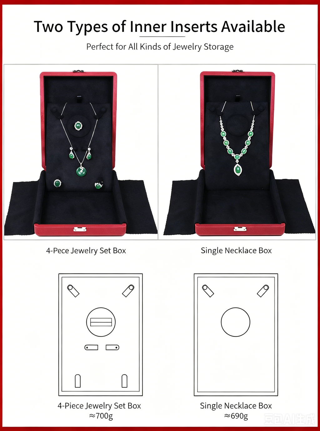 Well-crafted leather big necklace box with lock BN231