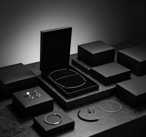 Black color minimalist style middle size necklace box BN754