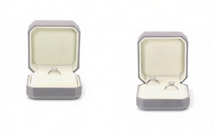 Plush velvet multiple options grey octagonal ring box 4 colors BV097