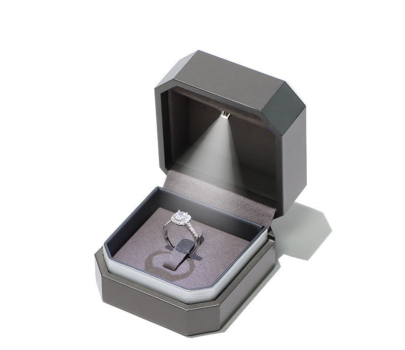Fine quality painted grey color ring box with LED light LK860